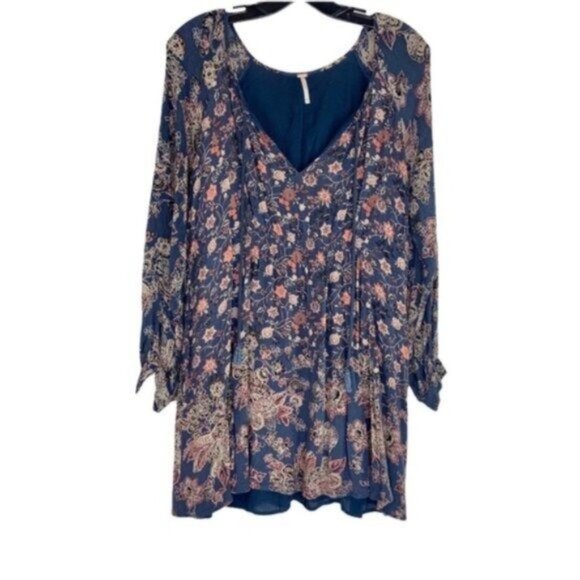 Free People Blue Floral Bohemian Mini Dress - Picture 2 of 10